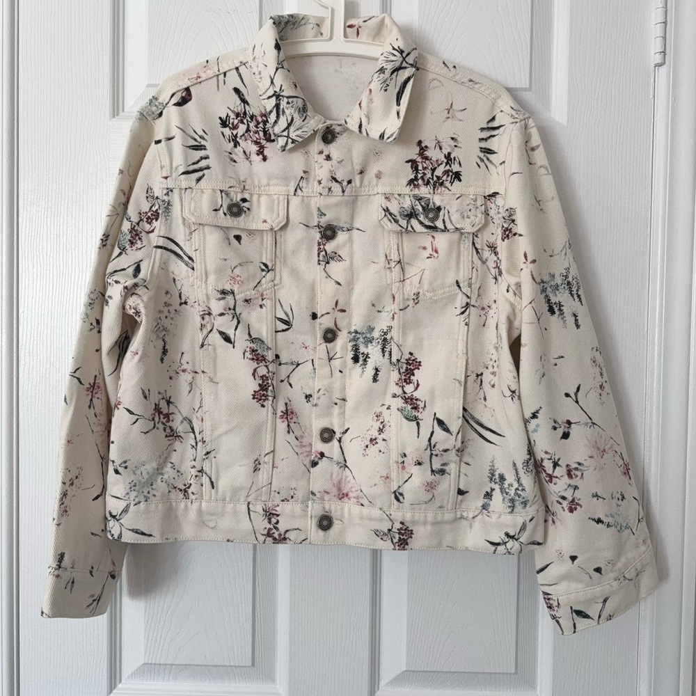 NWOTDior Milefiori Natural Dyeing Multi Colour White Denim Jacket(OEM)